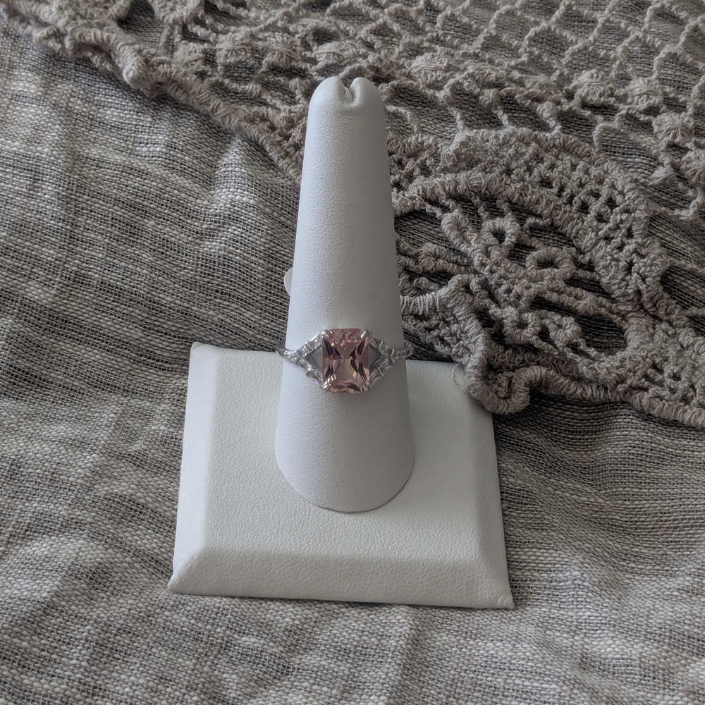 Elegant Sterling Silver and Pink Gemstone Ring